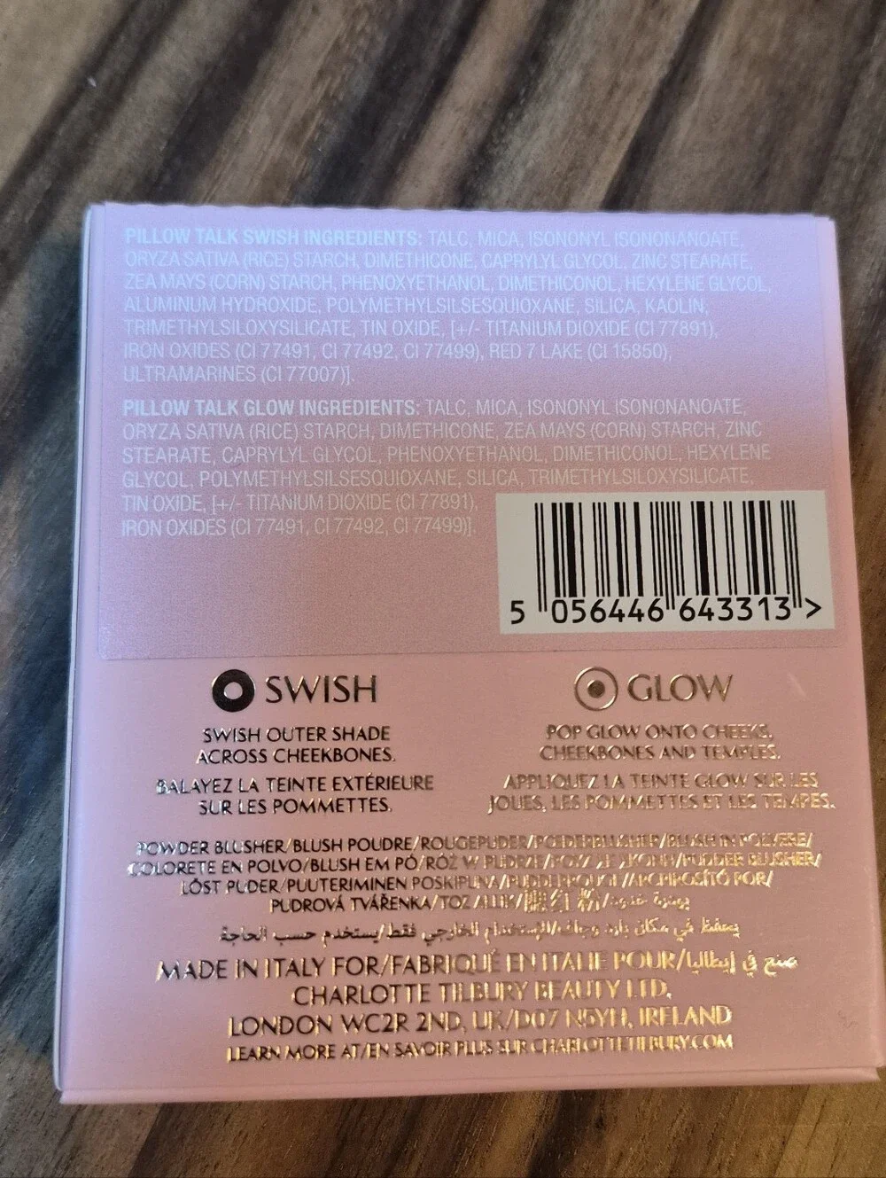 Charlotte Tilbury Cheek To Chic Swish & Glow Blusher: Pillow Talk, .28oz, NIB